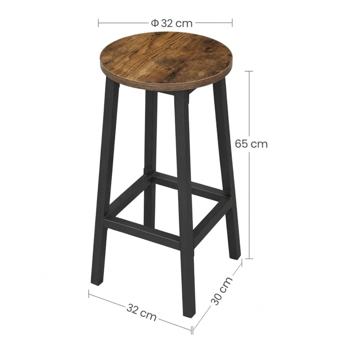 Set 2 Sillas Taburetes Madera y Fierro Arreso-6