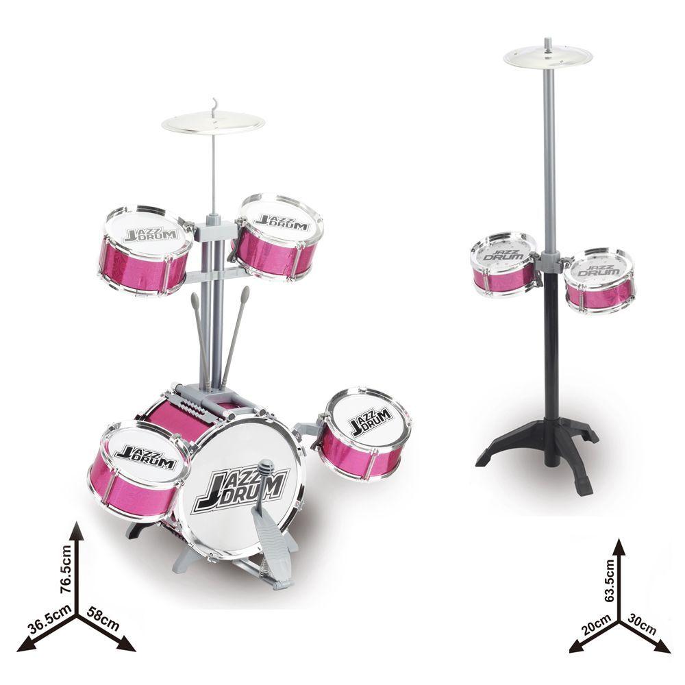 Bateria Musical Infantil Drums & Jazz Rosa-1