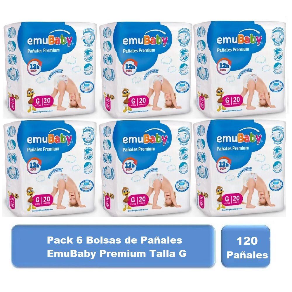 Pack 120u Pañales Premium Talla G (9 a 13 Kg) EmuBaby-0