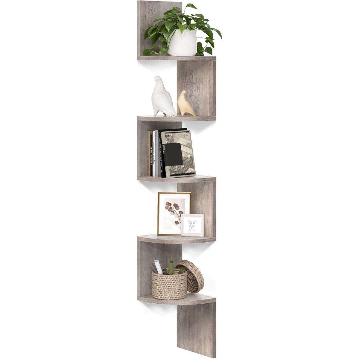 Mueble Estante Esquinero ZigZag Gris Vedby-1