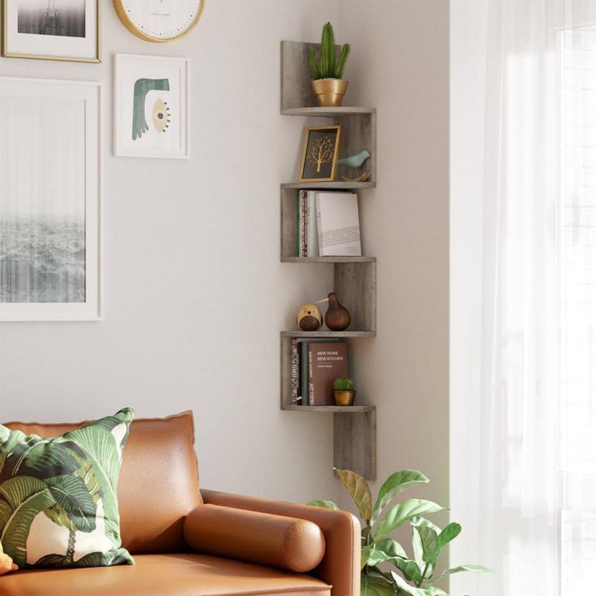 Mueble Estante Esquinero ZigZag Gris Vedby-5