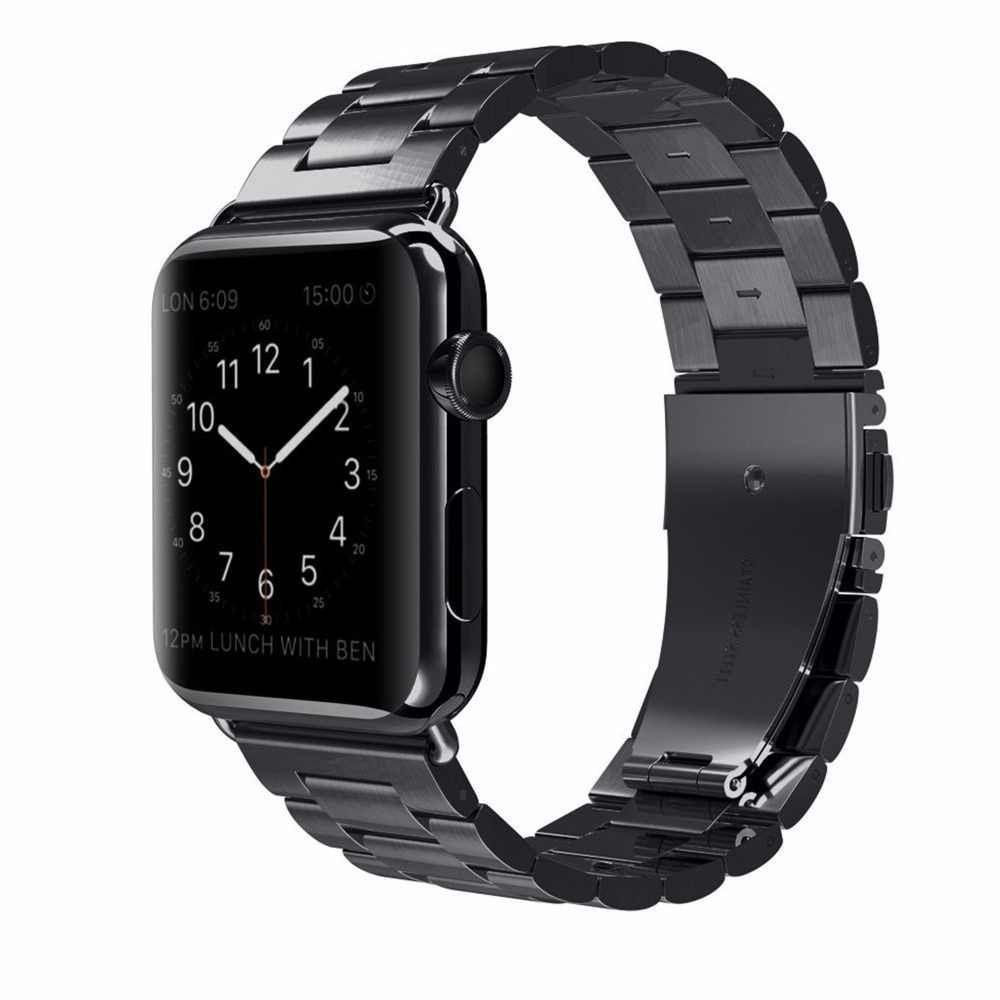 Correa Compatible con Apple Watch Acero 42/44mm Negra-0