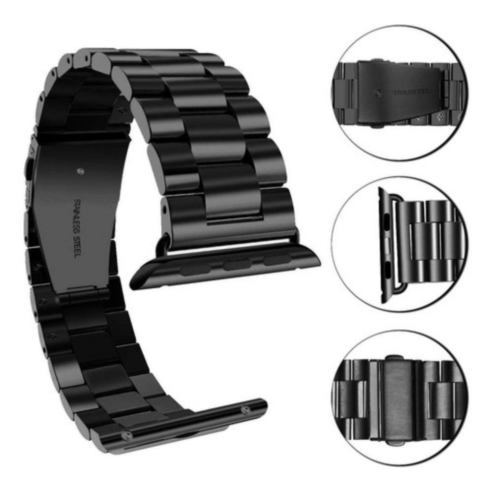 Correa Compatible con Apple Watch Acero 42/44mm Negra-6