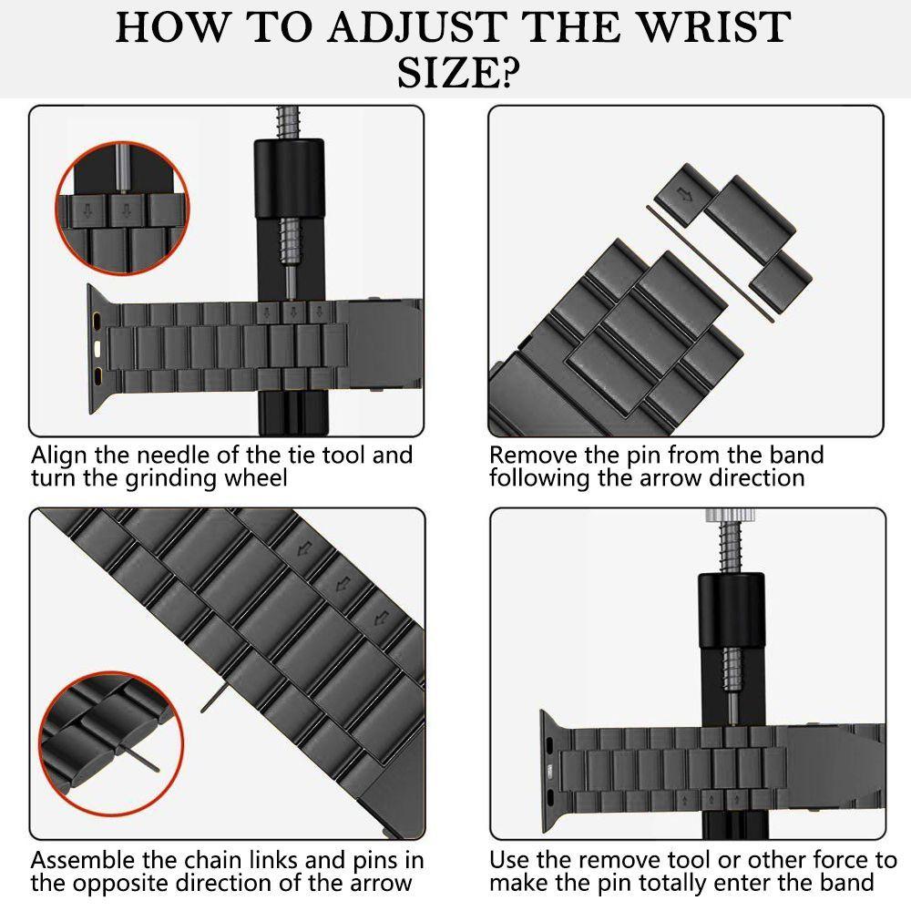 Correa Compatible con Apple Watch Acero 42/44mm Negra-7