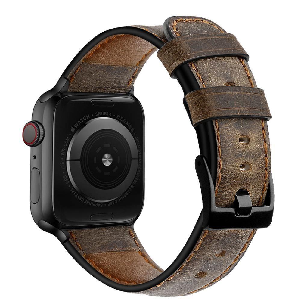 Correa Compatible con Apple Watch 100% Cuero Marrón 42/44mm-1