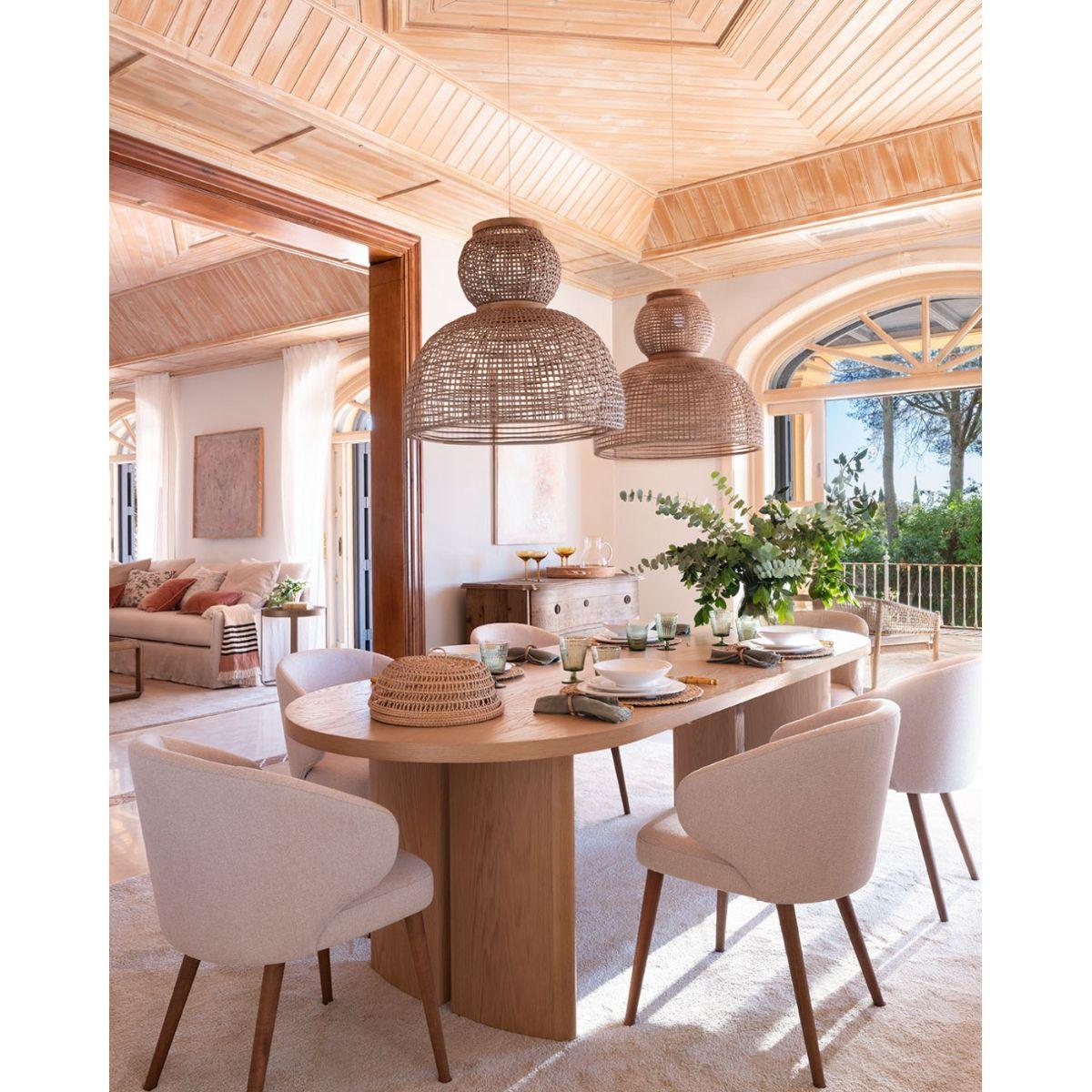 Set 2 Sitiales Silla Comedor Beige y Madera Tropez-3