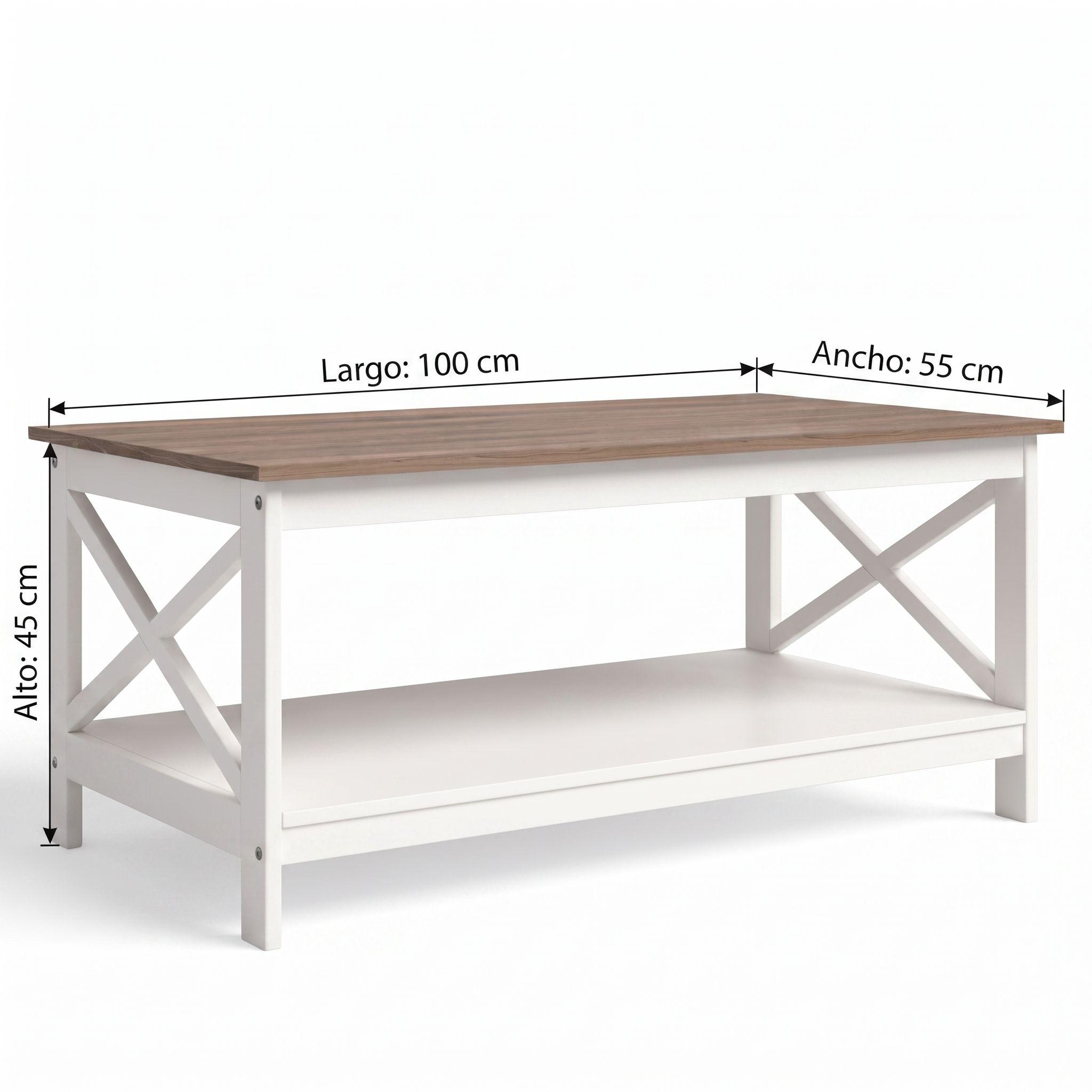 Mesa de Centro Rectangular Blanca Madera Vittoria-3