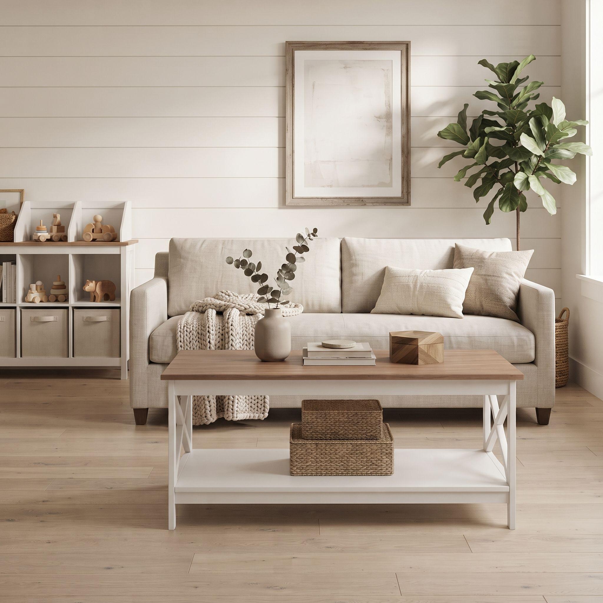 Mesa de Centro Rectangular Blanca Madera Vittoria-6