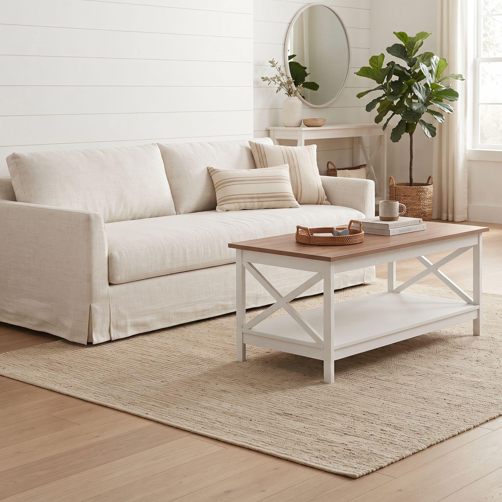 Mesa de Centro Rectangular Blanca Madera Vittoria-7