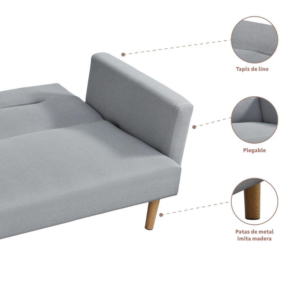 Futón Sofa Cama3 Cuerpos Vaasa Lino Gris-2