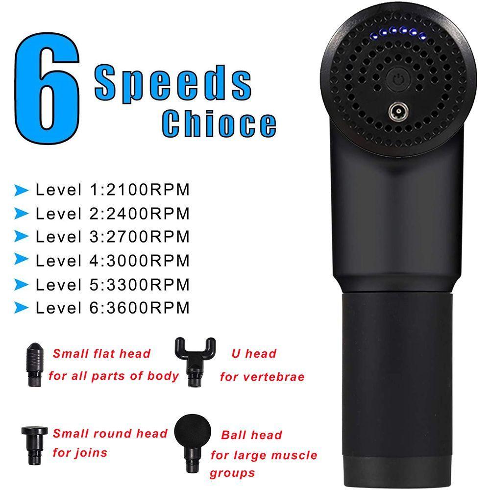 Pistola de Masaje Muscular 4 piezas 6 niveles-6