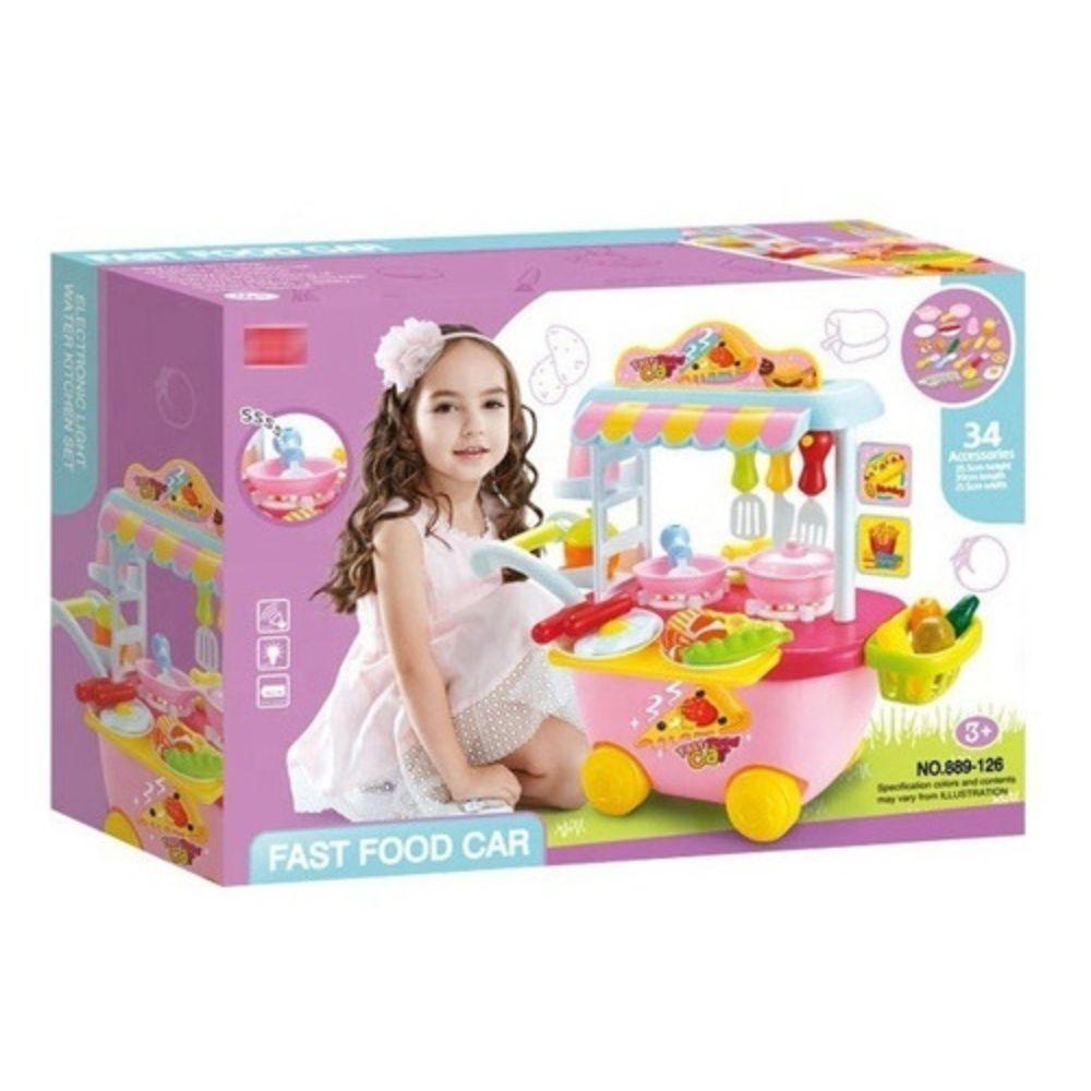 Carrito De Comida De Juguete Con 34 Accesorios-4