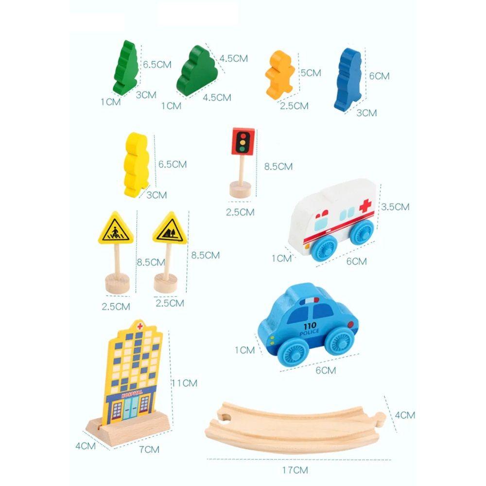 Pista Autos y Trenes de Madera Juguete Didáctico 26 pzas-3