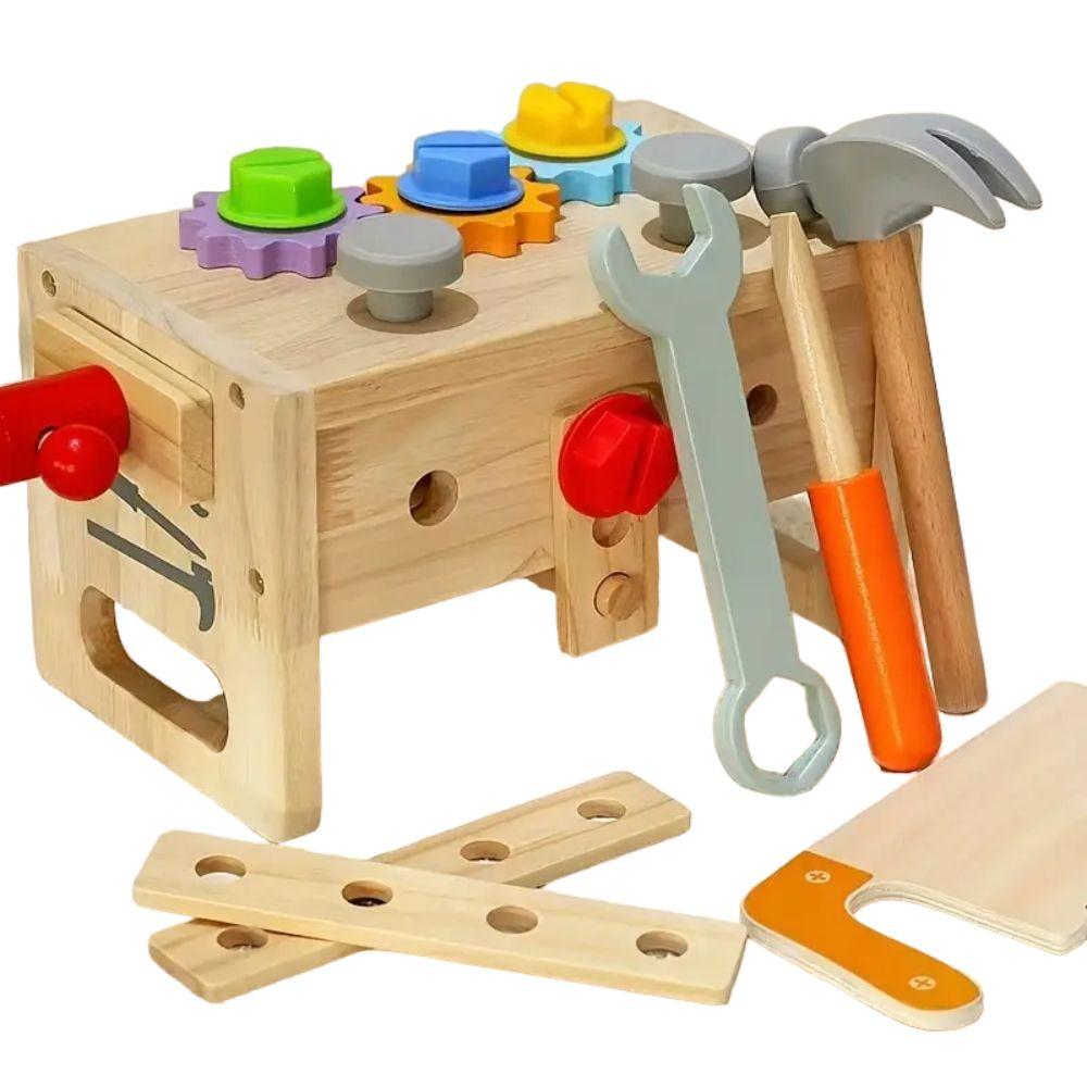 Caja de Herramientas y Tuercas de Madera Juguete Didáctico-3