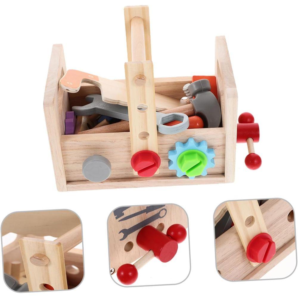 Caja de Herramientas y Tuercas de Madera Juguete Didáctico-7
