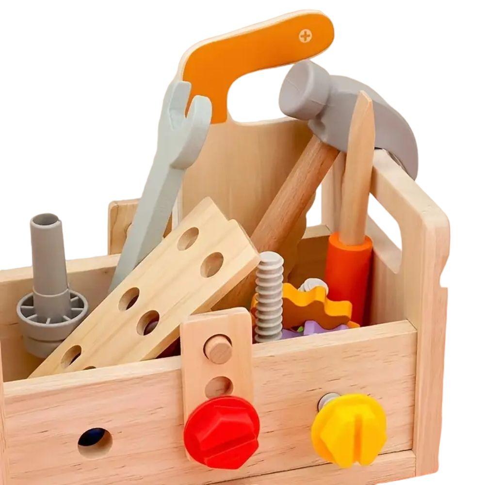 Caja de Herramientas y Tuercas de Madera Juguete Didáctico-8