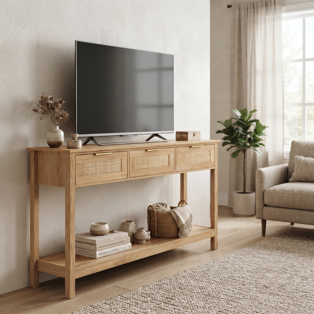 Mueble Recibidor Arrimo Ratán Arezzo-2