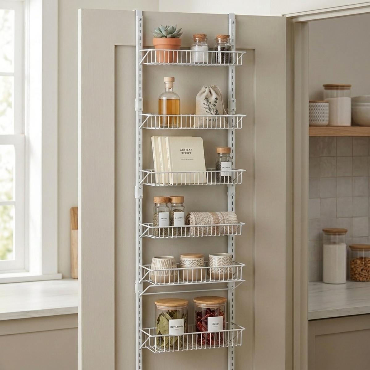 Organizador Cocina Ajustable Puerta 6 Niveles Blanco Hofors-2