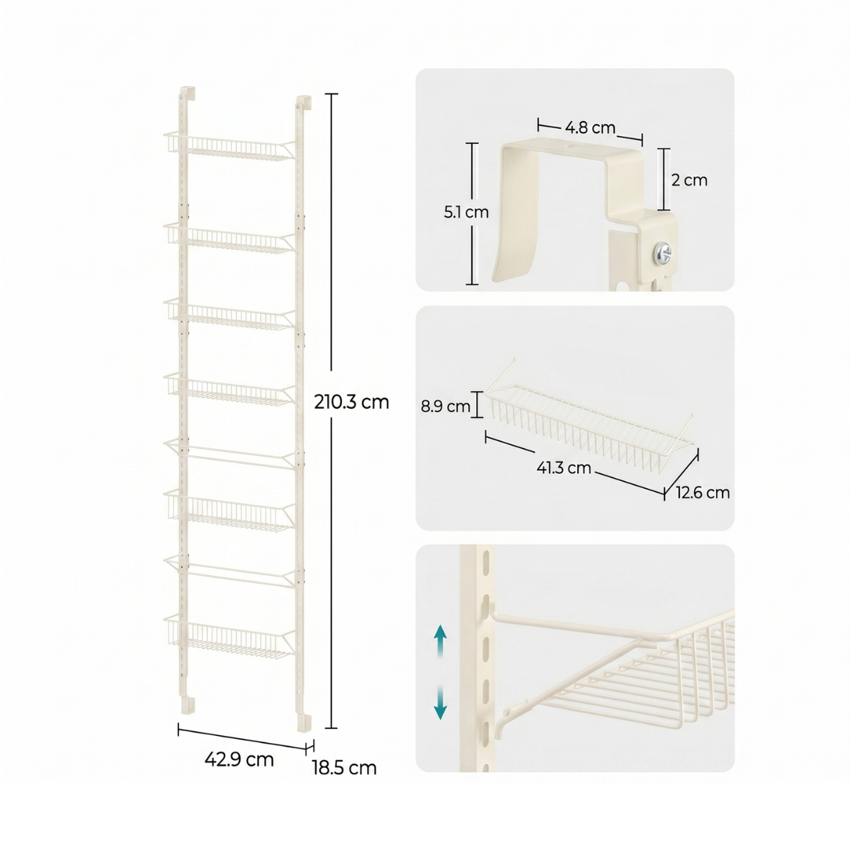 Organizador Cocina Ajustable Puerta 6 Niveles Blanco Hofors-5