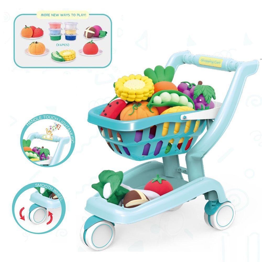 Carrito de Supermercado Celeste con Luces y Sonido-1