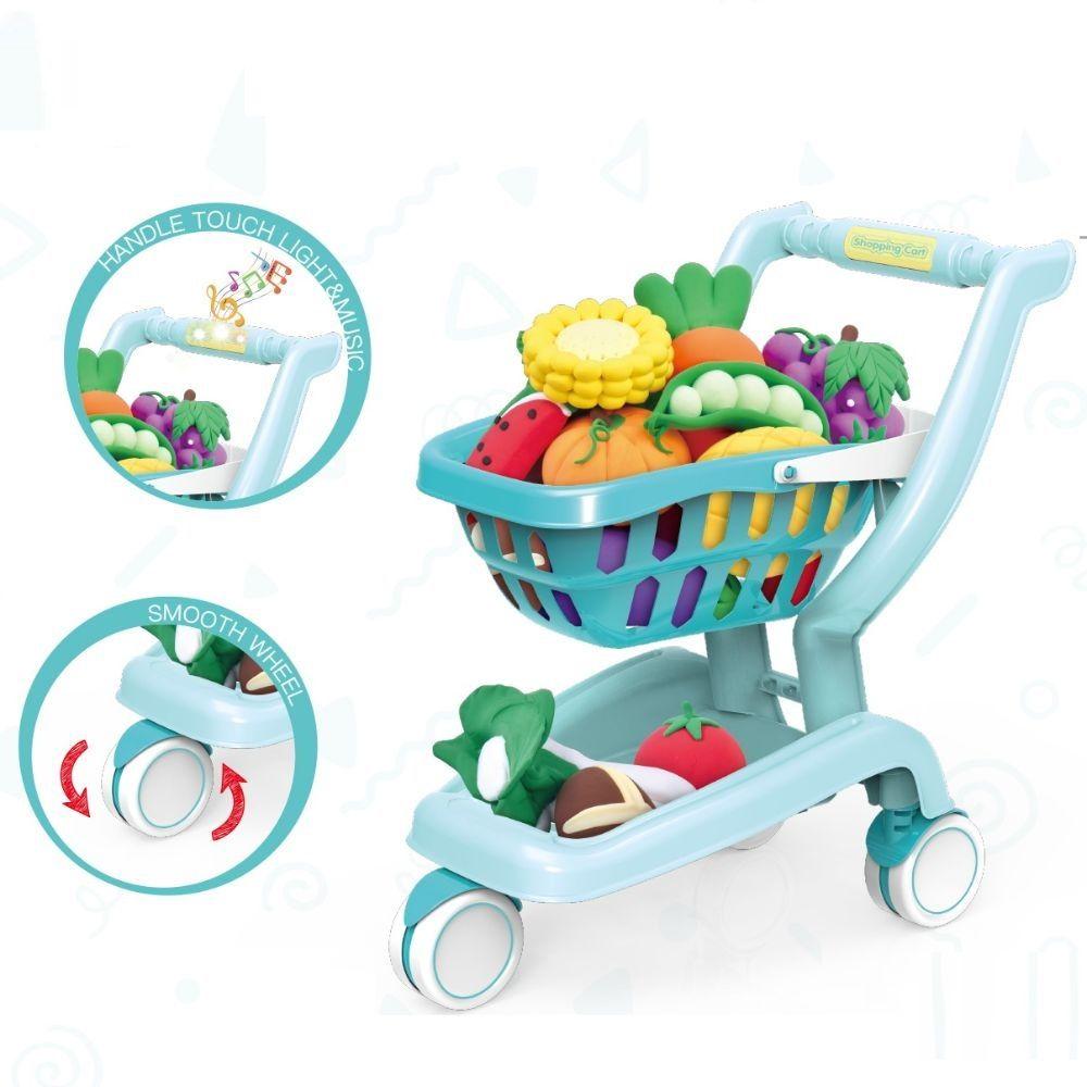 Carrito de Supermercado Celeste con Luces y Sonido-2