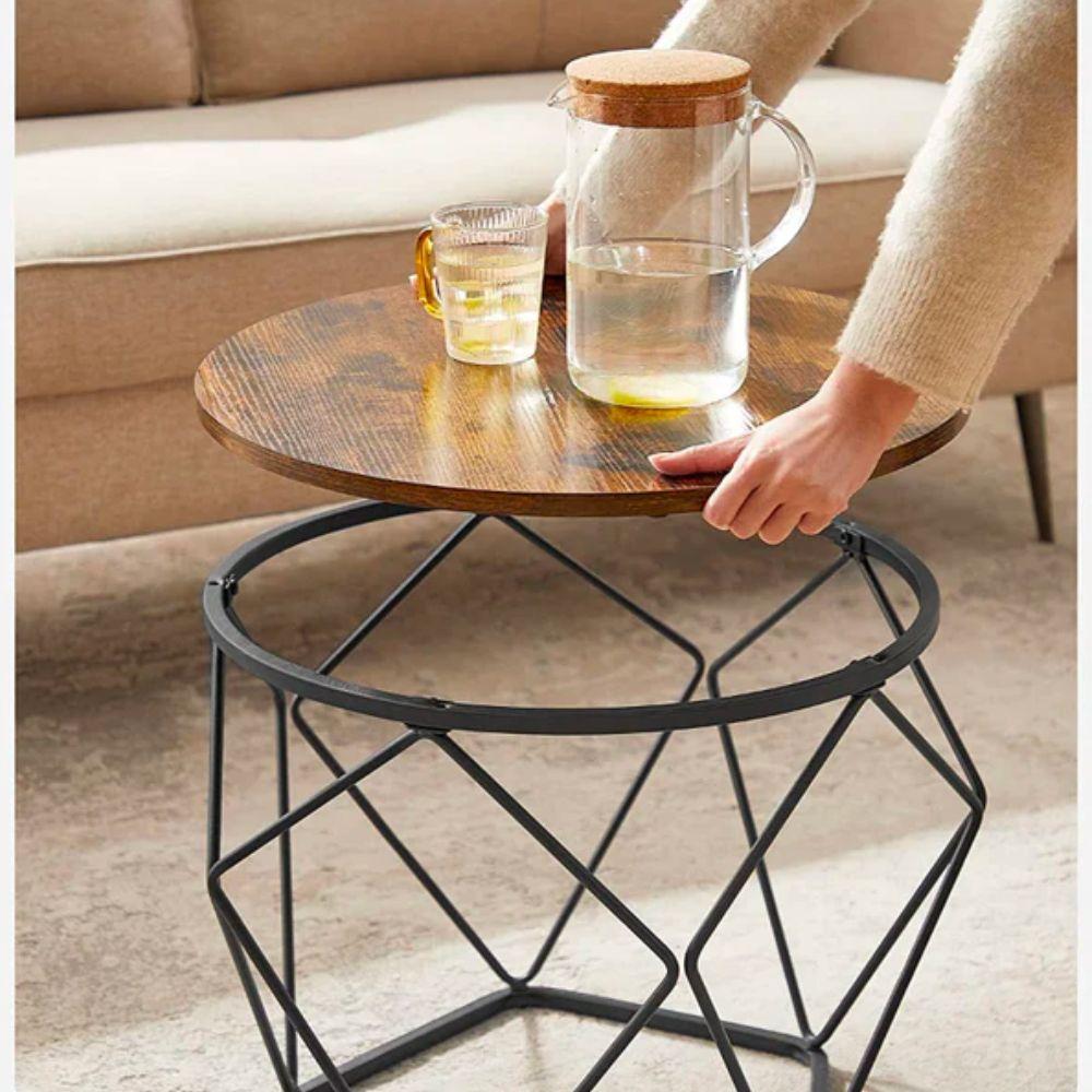 Set 2 Mesas Centro Helsinki Base Hexagonal Estilo Industrial-4