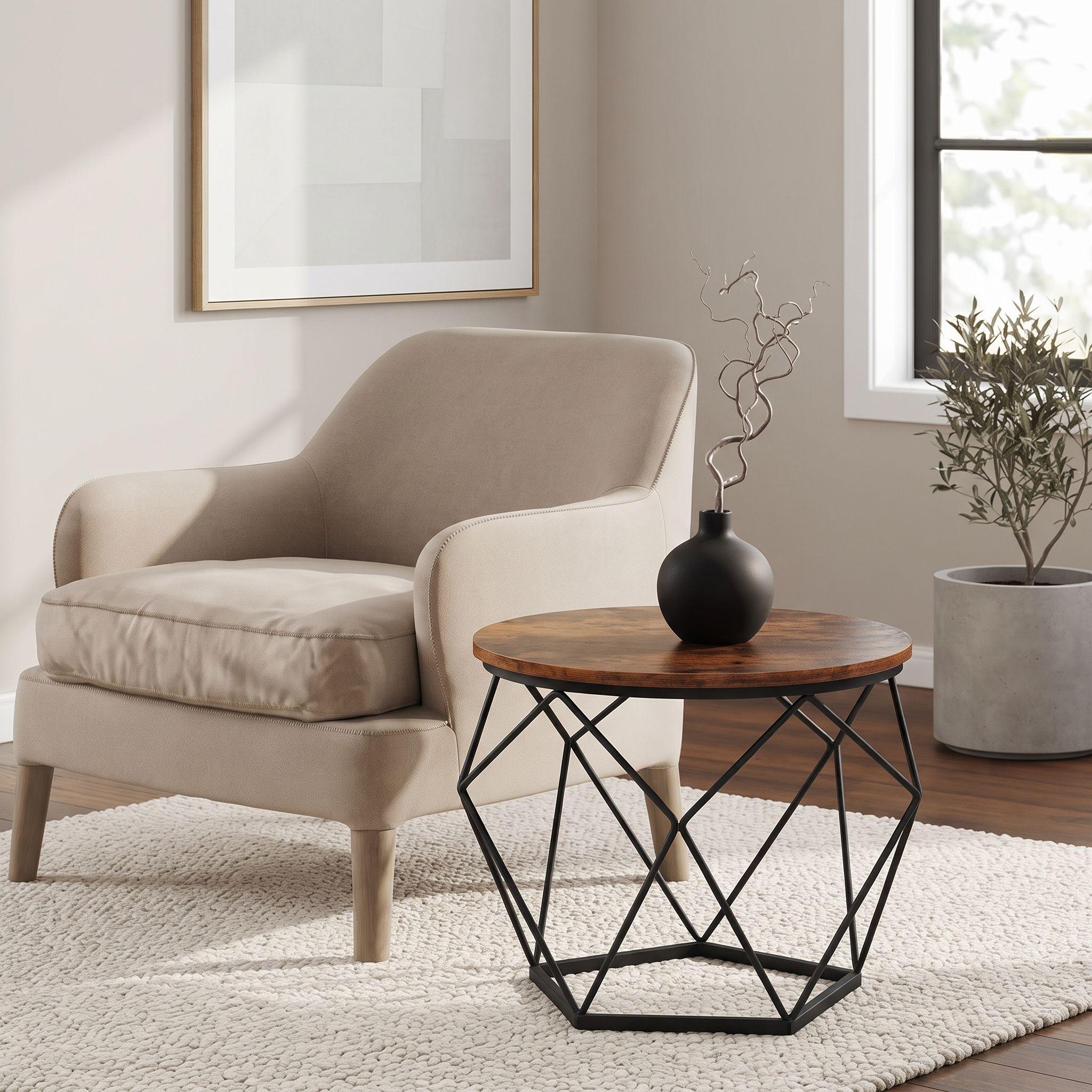 Set 2 Mesas Centro Helsinki Base Hexagonal Estilo Industrial-6