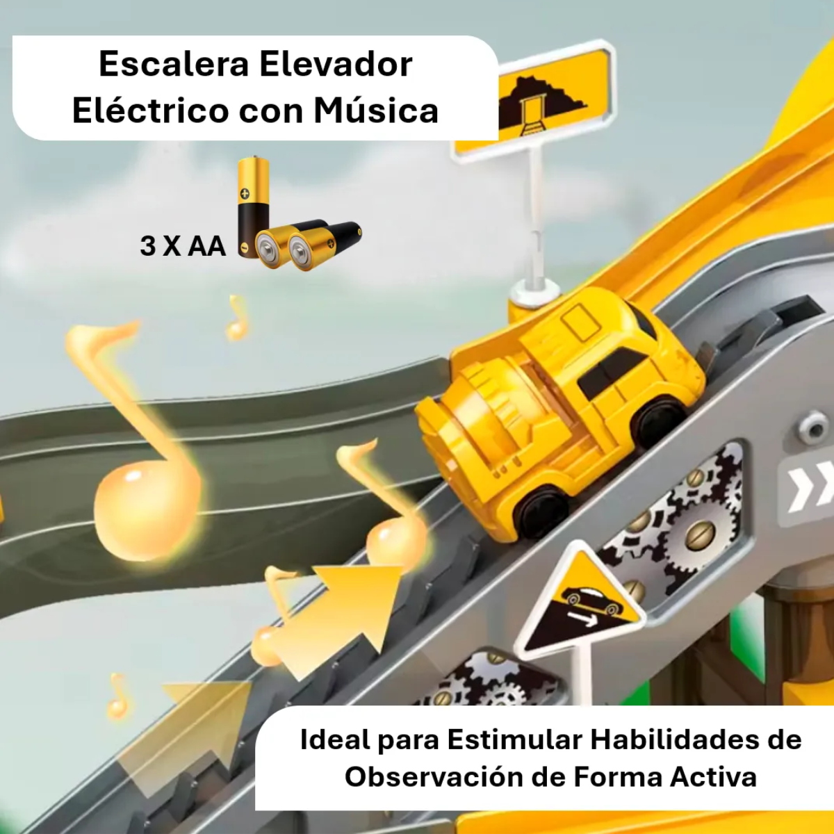 Pista de Ingeniería Armable con Grua Excavadora y Camiones-7
