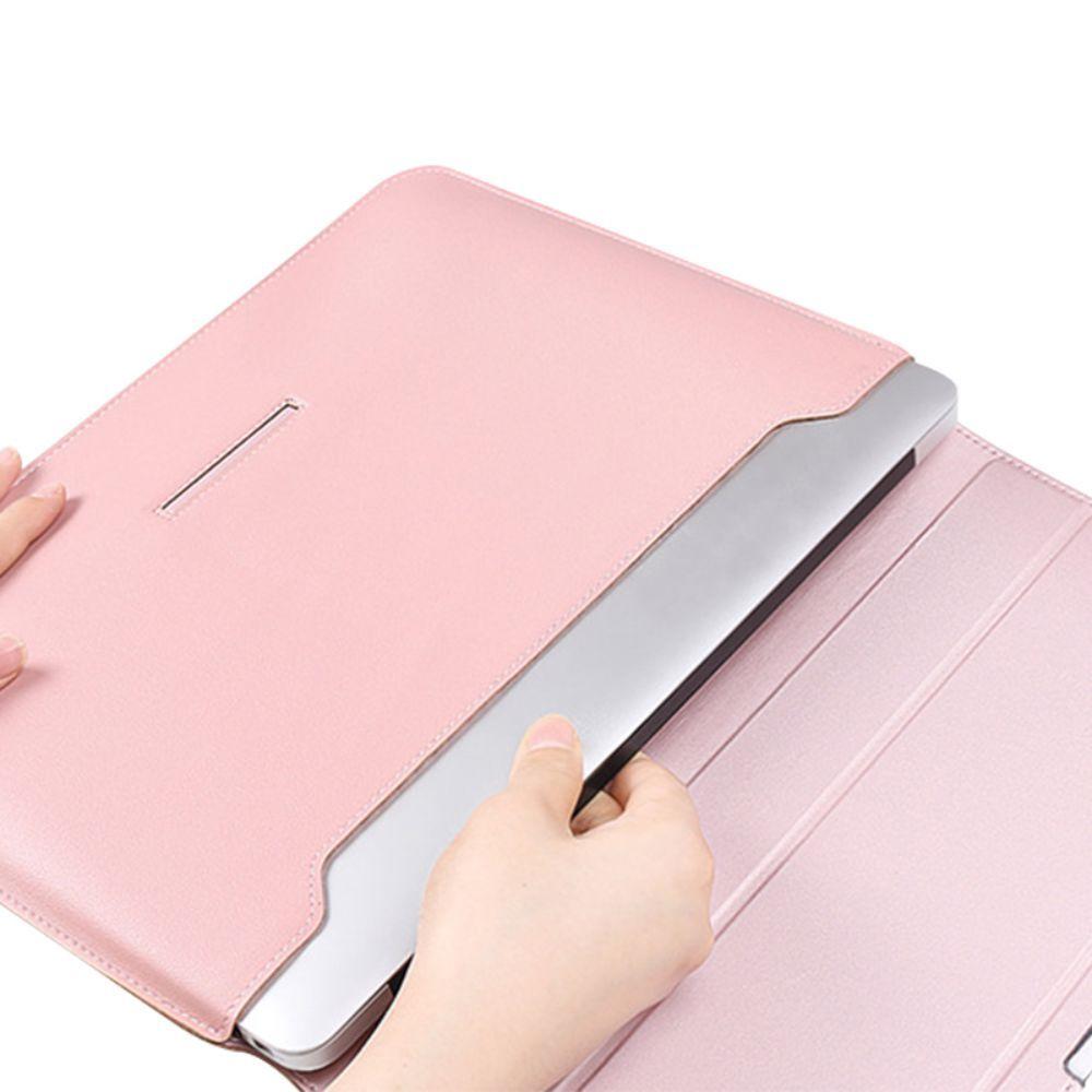 Estuche Protector Compatible Macbook Air 13" Cuero PU Rosado-2