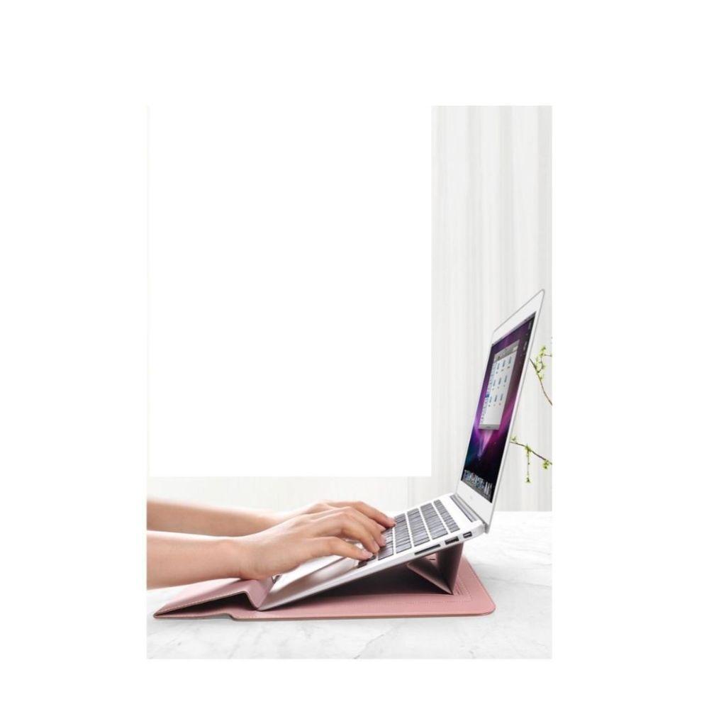 Estuche Protector Compatible Macbook Air 13" Cuero PU Rosado-3