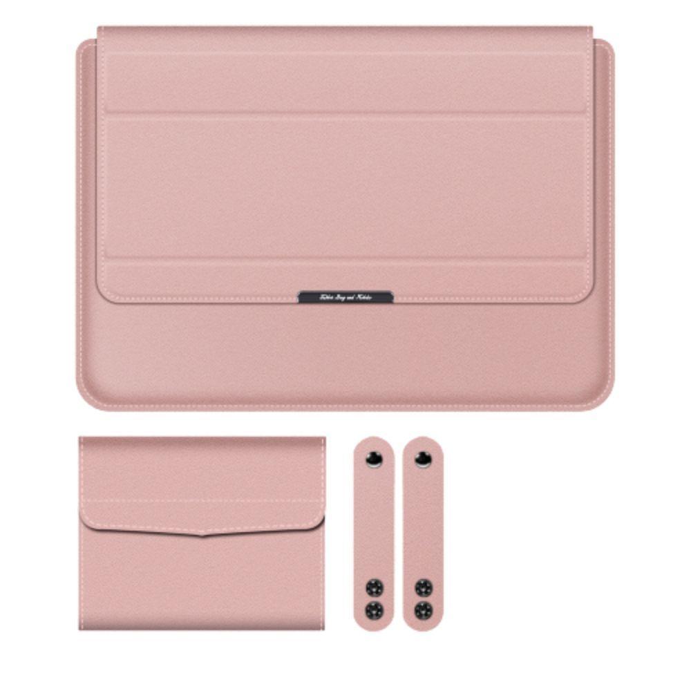 Estuche Protector Compatible Macbook Air 13" Cuero PU Rosado-5