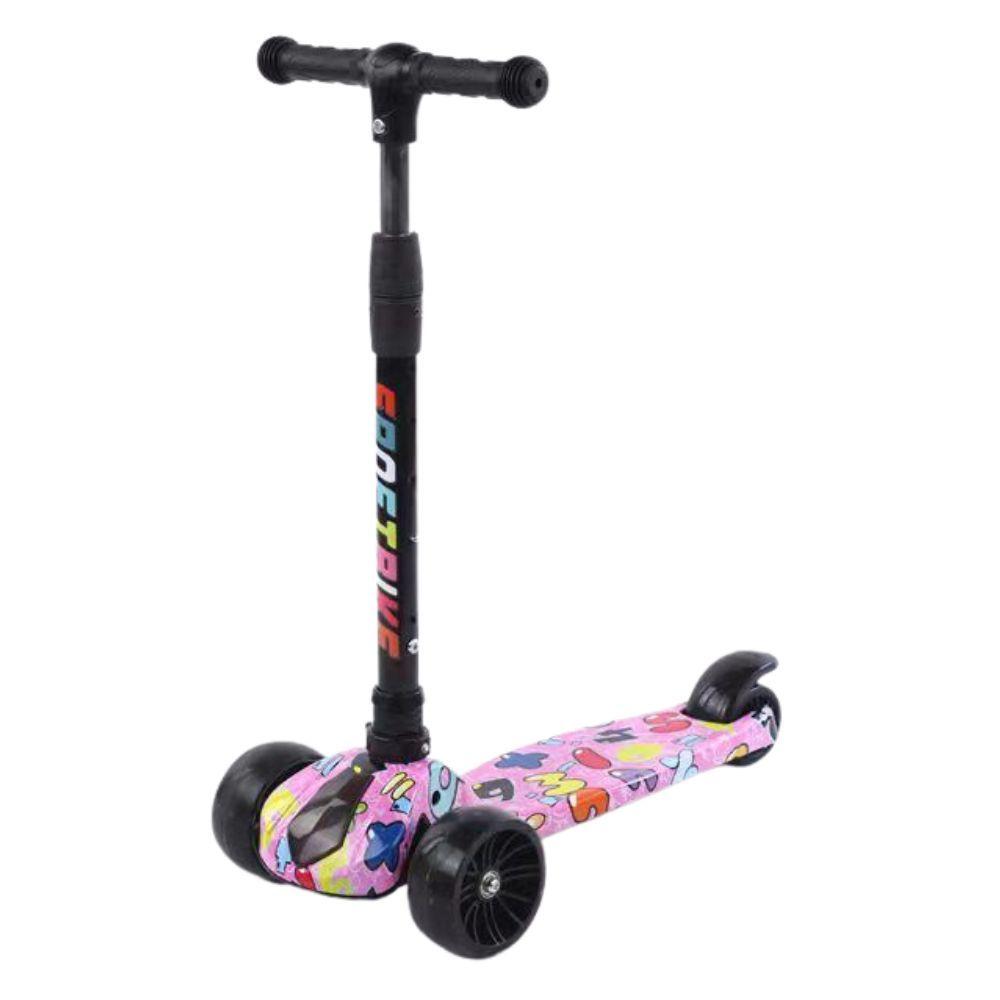 Scooter Plegable Graffiti 3 Ruedas con Luces Rosa Spacezat-1