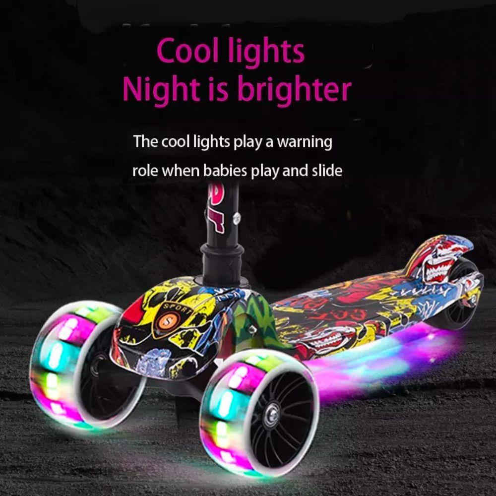 Scooter Plegable Graffiti 3 Ruedas con Luces Rosa Spacezat-2