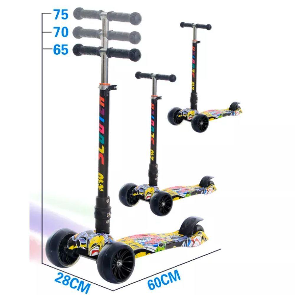 Scooter Plegable Graffiti 3 Ruedas con Luces Rosa Spacezat-3