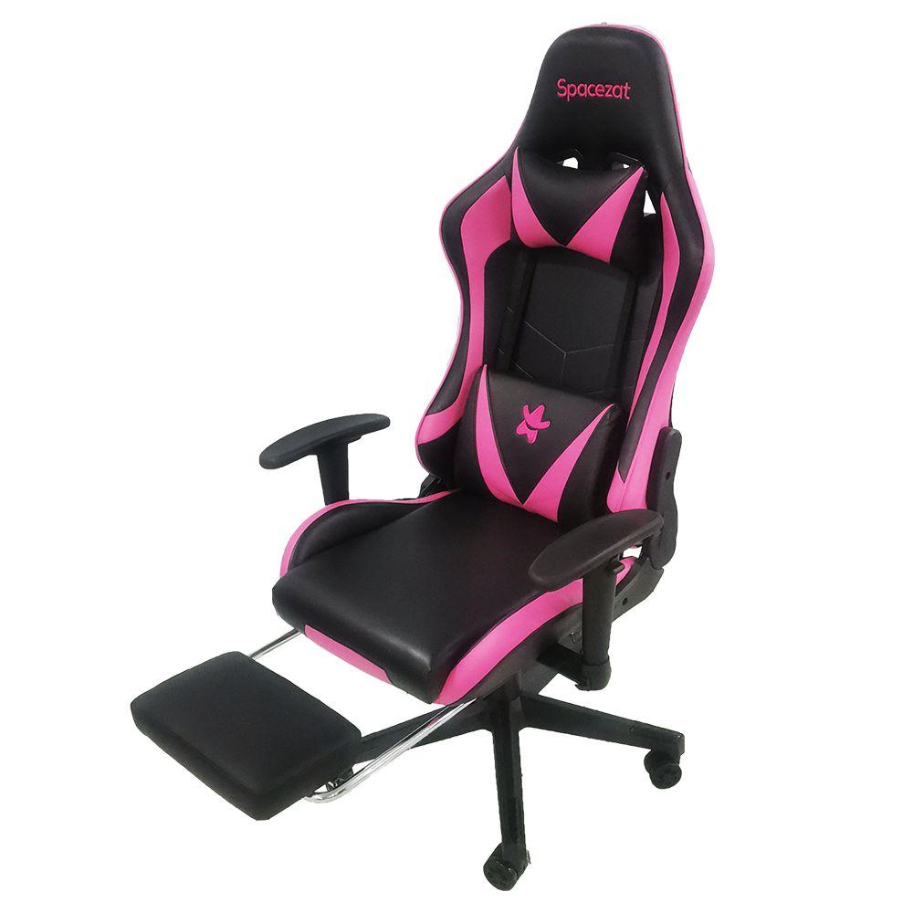 Silla Gamer Pro Reclinable 180 ReposaPies Rosa Spacezat-1