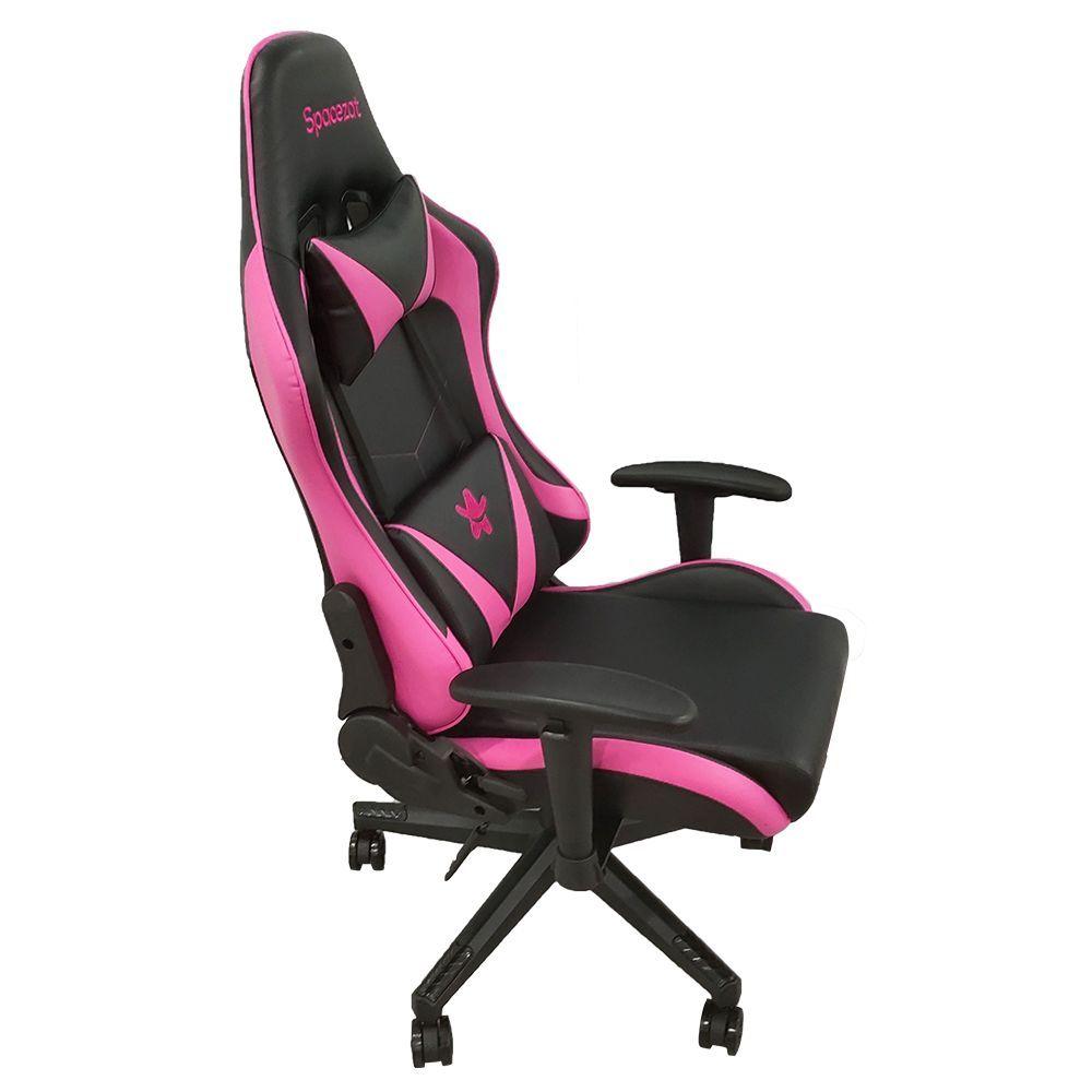 Silla Gamer Pro Reclinable 180 ReposaPies Rosa Spacezat-3