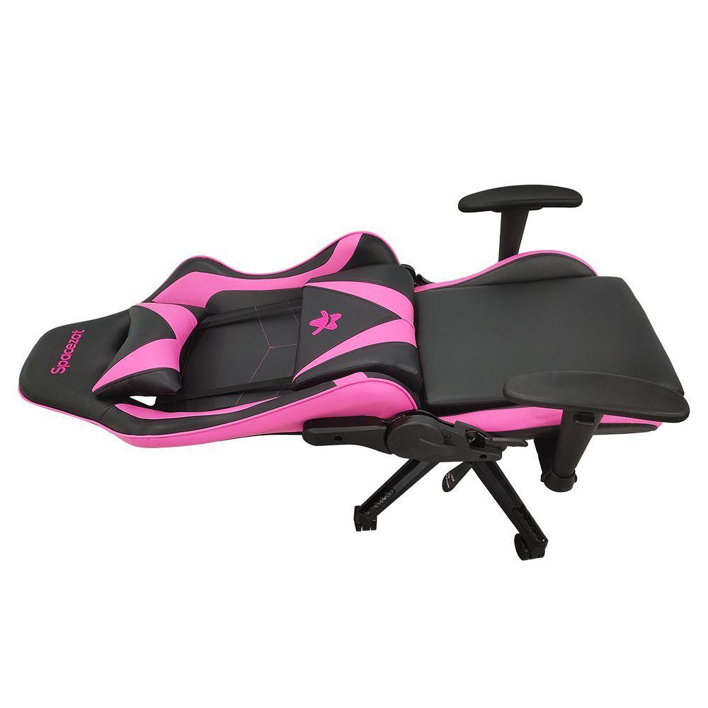 Silla Gamer Pro Reclinable 180 ReposaPies Rosa Spacezat-6