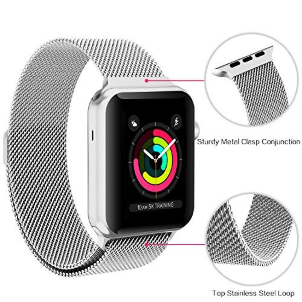 Correa Compatible con Apple Watch Magnética 42/44mm Plateada-6