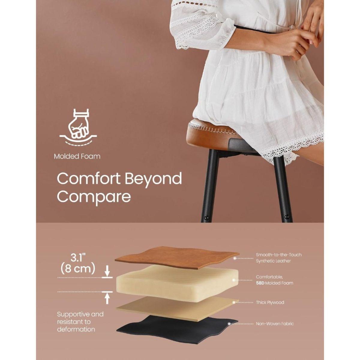 Set 2 Taburetes Eco Cuero Café Lejre-5