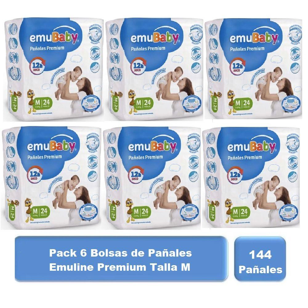 Pack 144u Pañales Premium Talla M 5 a 10 Kg EmuBaby-0