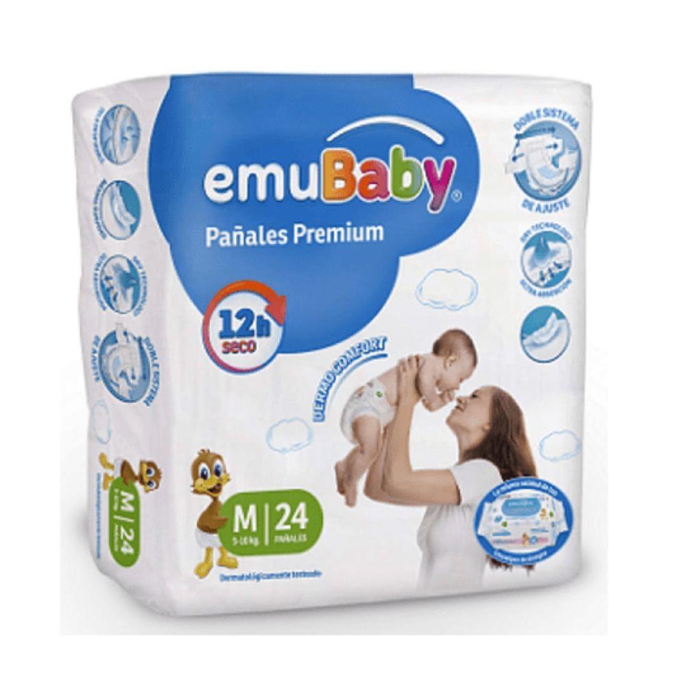 Pack 144u Pañales Premium Talla M 5 a 10 Kg EmuBaby-1