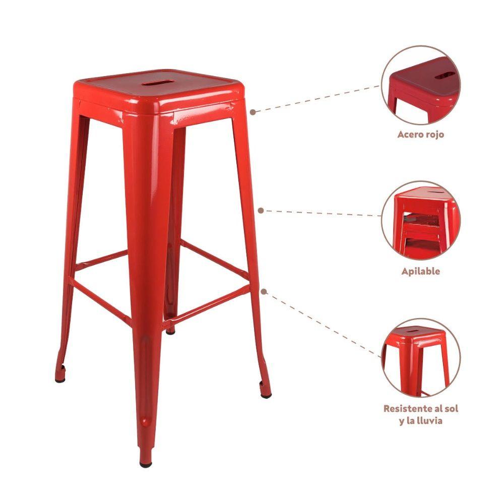 Piso Tolix Silla Bar 77 cm Rojo-2
