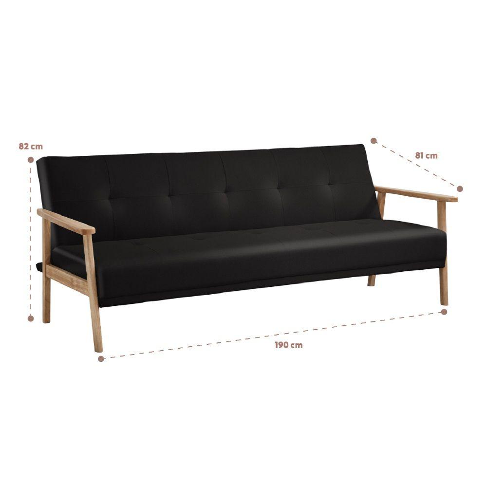 Futón Sofa Cama 3 Cuerpos Lahti Ecocuero Negro-1