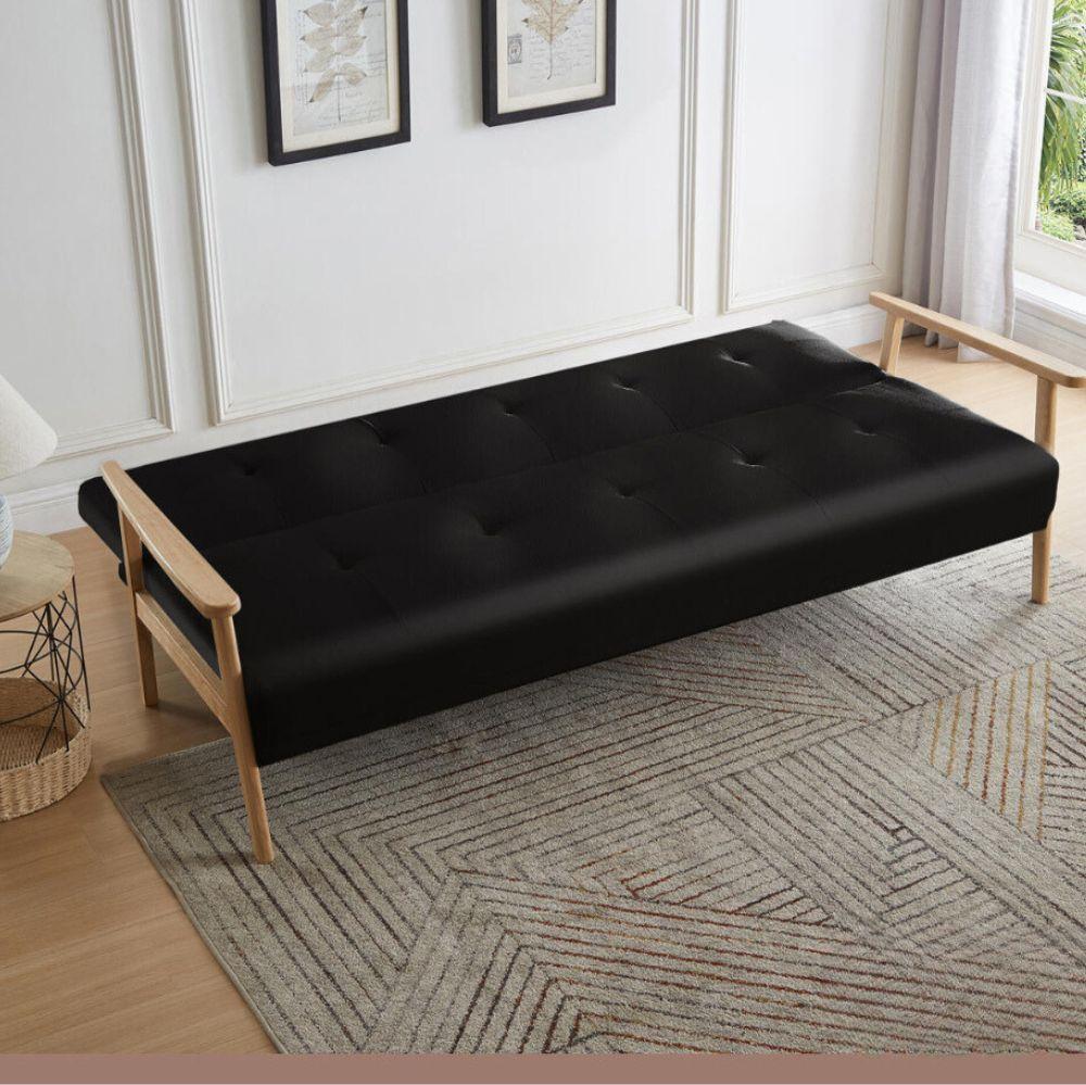 Futón Sofa Cama 3 Cuerpos Lahti Ecocuero Negro-7