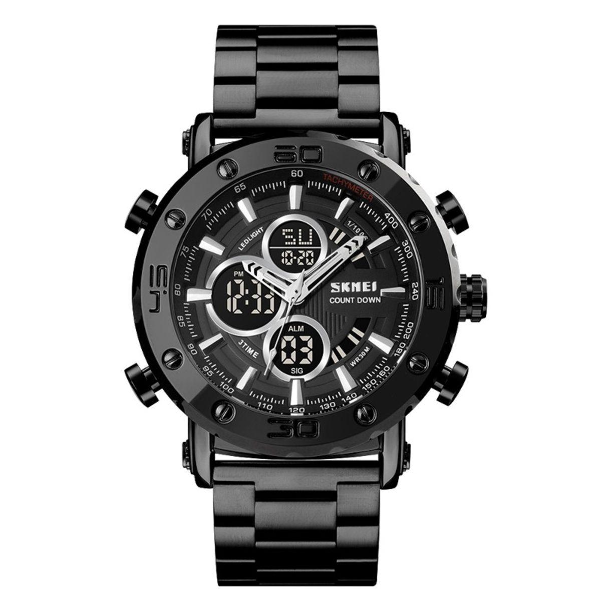 Reloj Análogo-Digital Correa de Metal Black-0