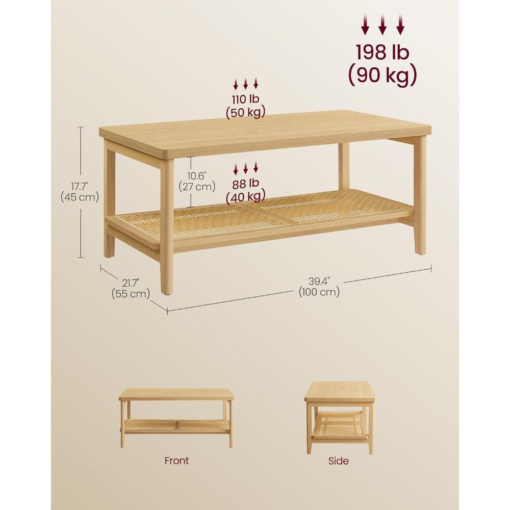 Mesa de Centro Rectangular Estilo Ratán Trento-2