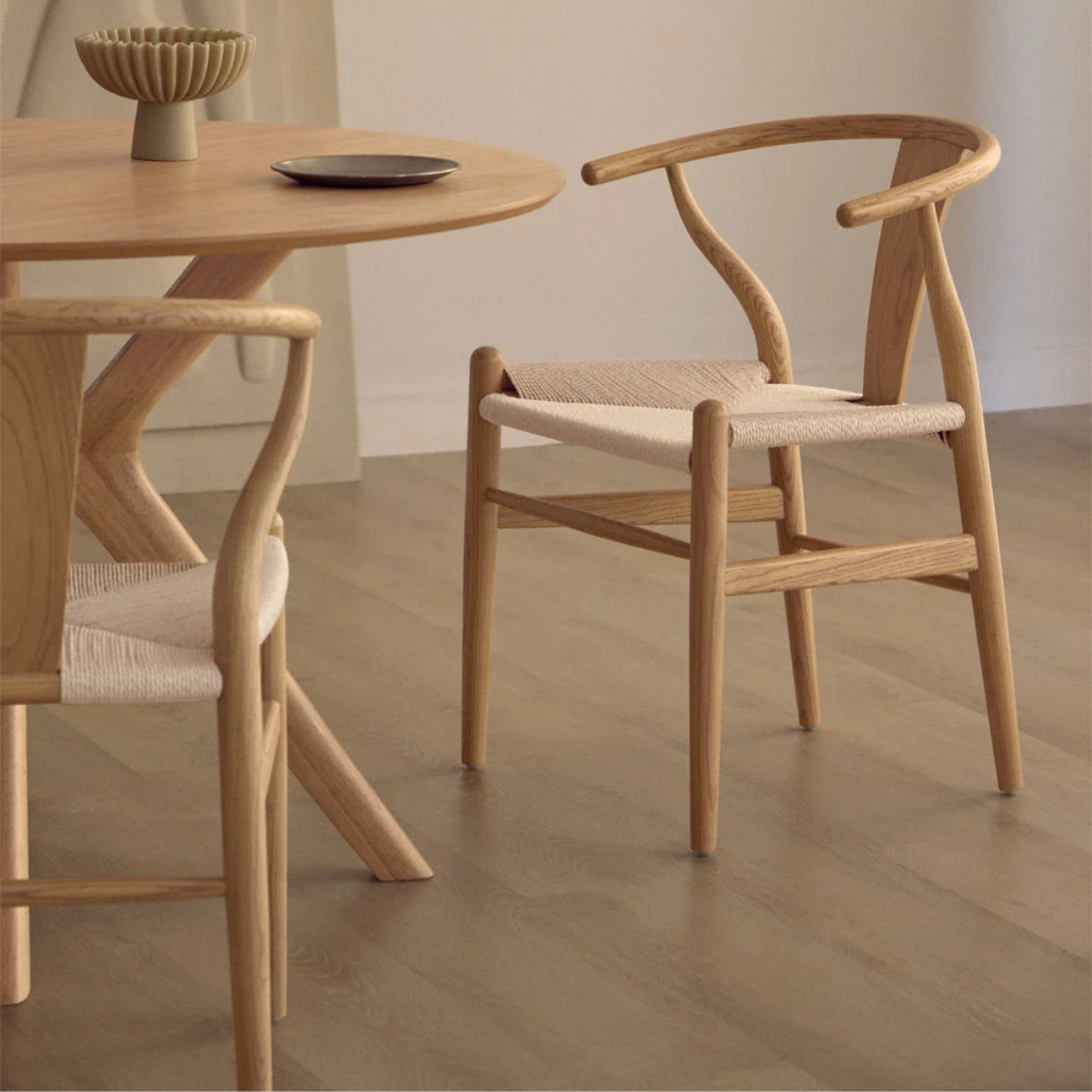 Set de 2 Sillas Wishbone Madera y Cuerda-2