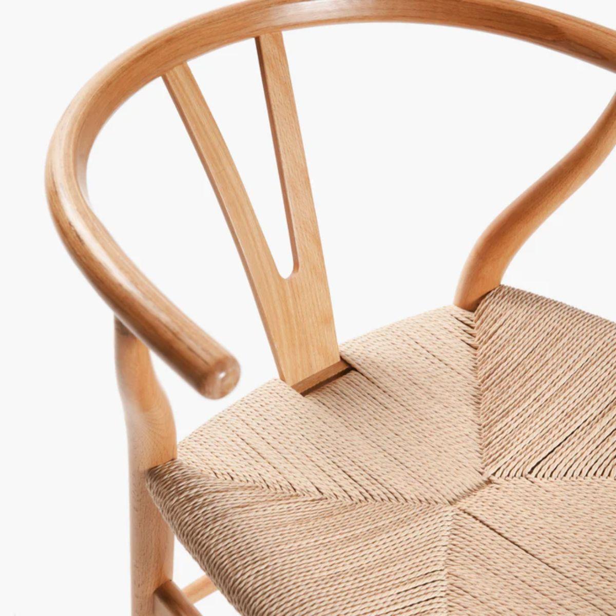 Set de 2 Sillas Wishbone Madera y Cuerda-3
