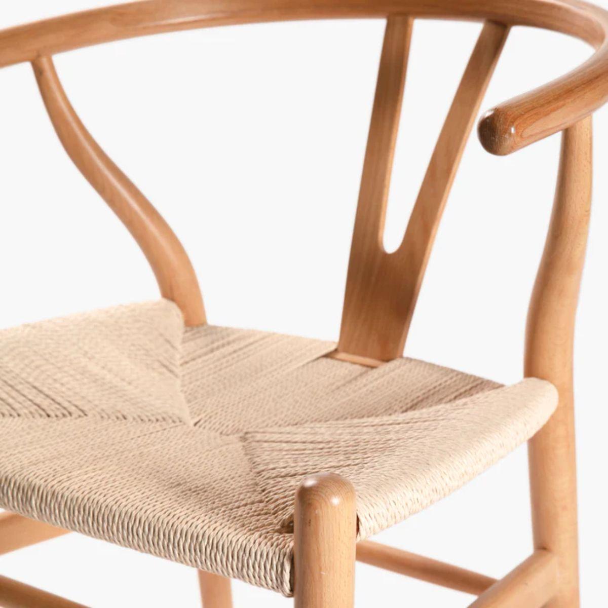 Set de 2 Sillas Wishbone Madera y Cuerda-4