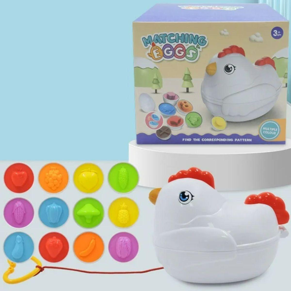 Juego Didáctico Gallina Huevos de Encaje Frutas y Verduras-3